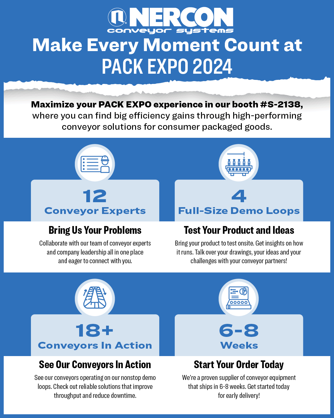 Infographic detailing how Nercon can help you maximize your Pack Expo visit